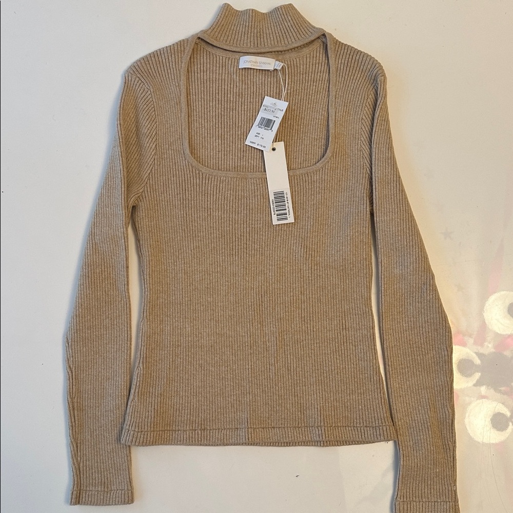 Jonathan Simkhai Beige Ribbed Knit Top